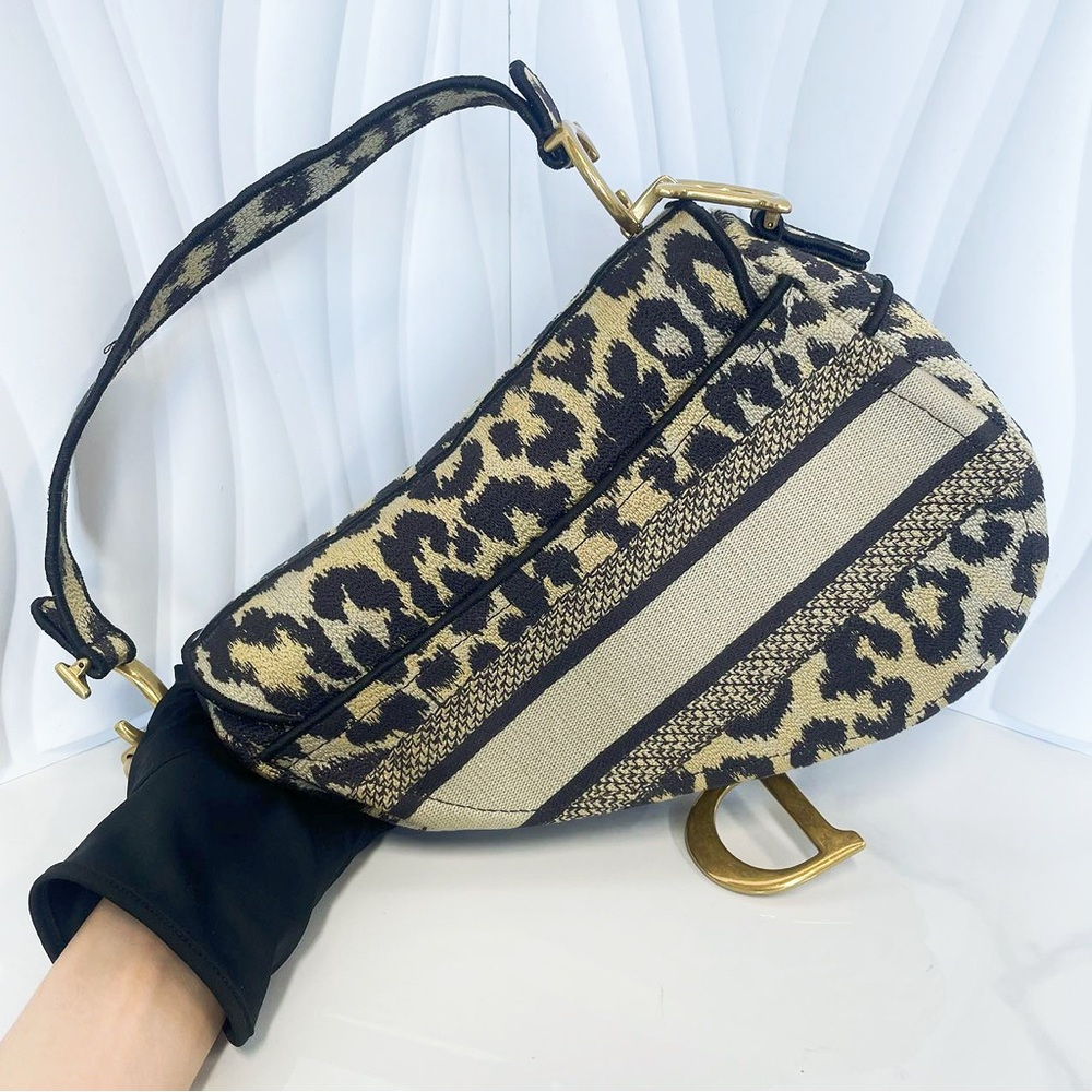 Dior Leopard Multicolor Mizza Embroidery Saddle Bag - Picture 2 of 11